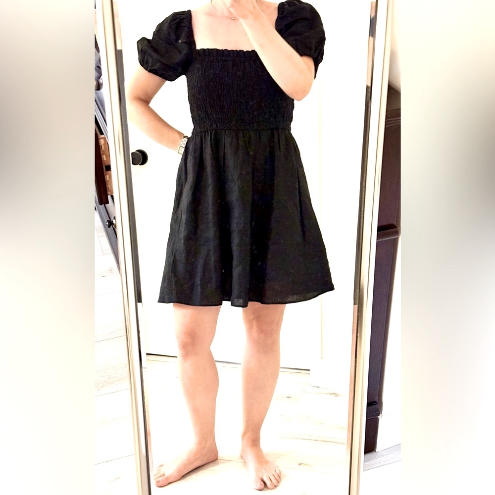 J. Crew Linen Black Mini Dress
